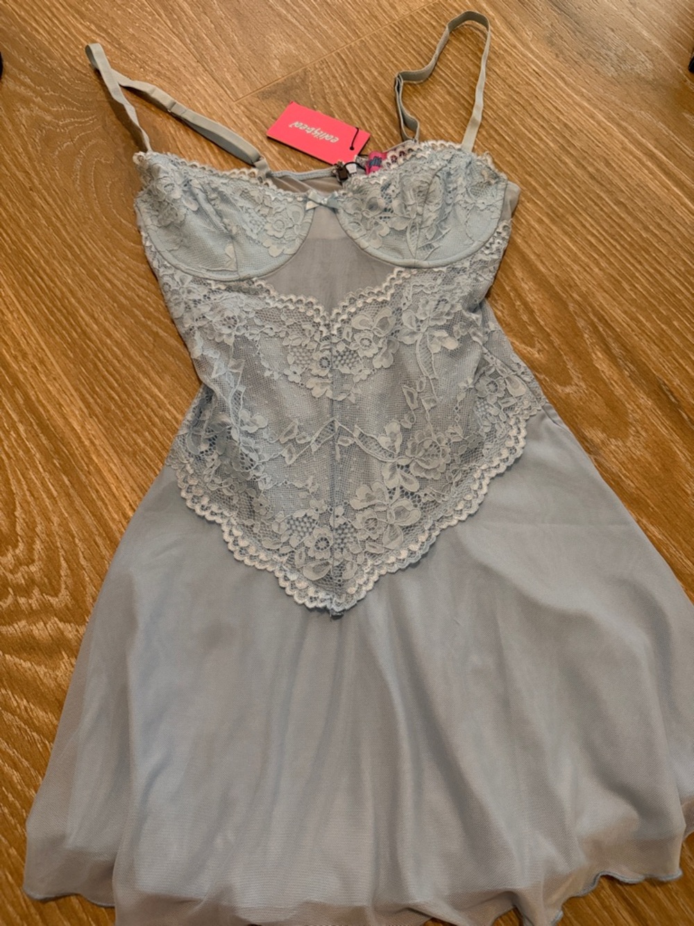 Edikted Cosmic Lacey Cupped Mini Dress in Light Blue NWT Size S - Picture 6 of 10